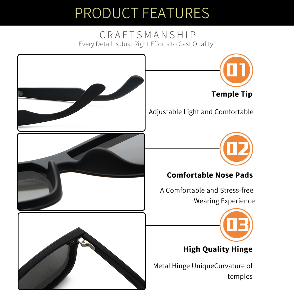 GREY JACK One Piece Retro TR90 Frame Polarized Sunglasses 1918
