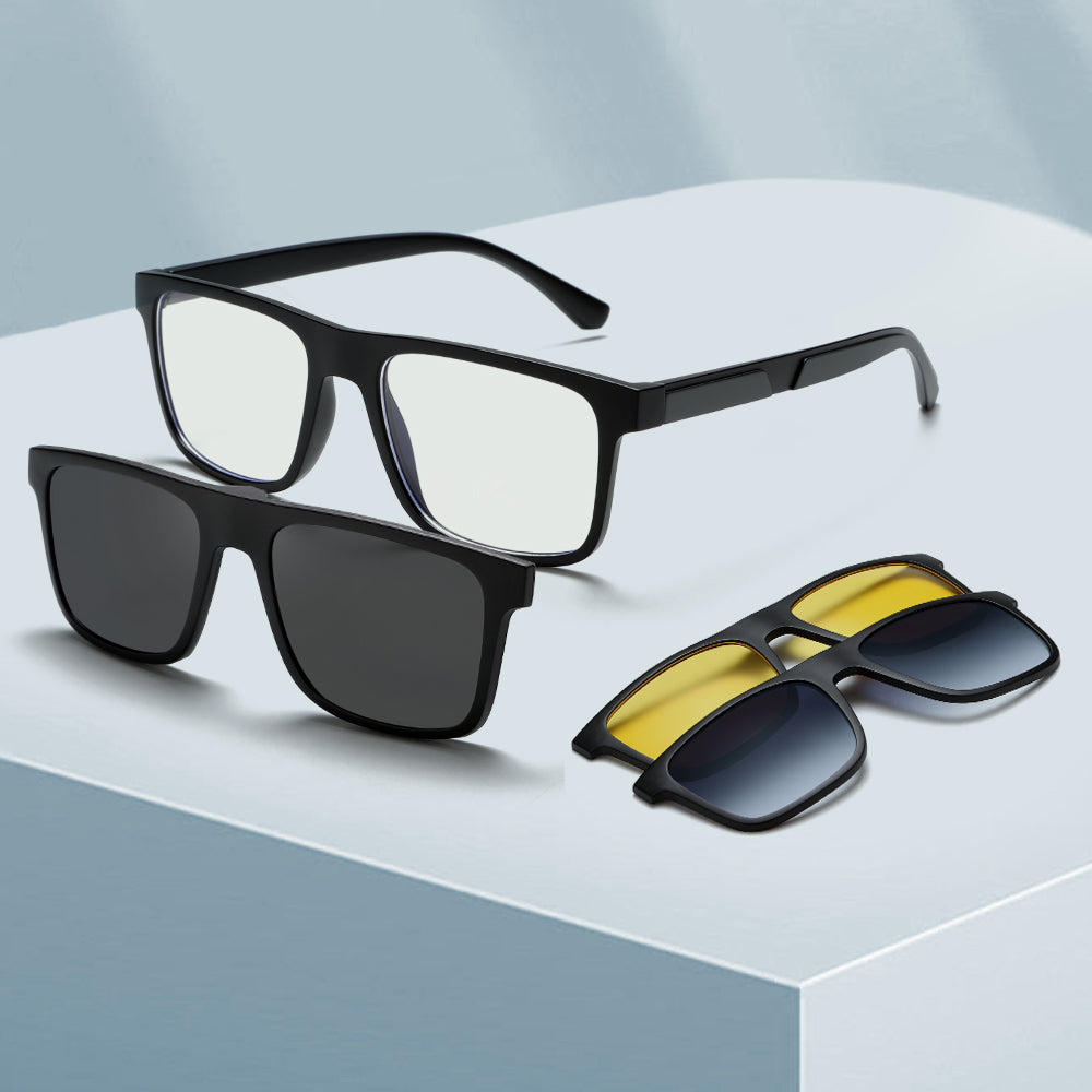 3 in 1 Magnetic Clip On Sunglasses for Men Women