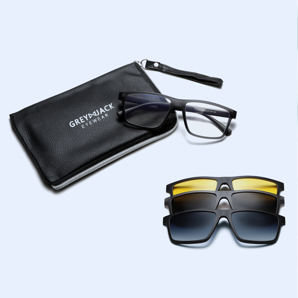 Fashion Rectangle Magnetic Clip On Glasses for Men Women
