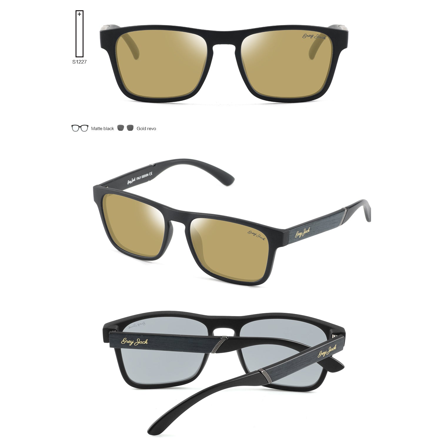 Matte Black Frame Gold Coating Lens