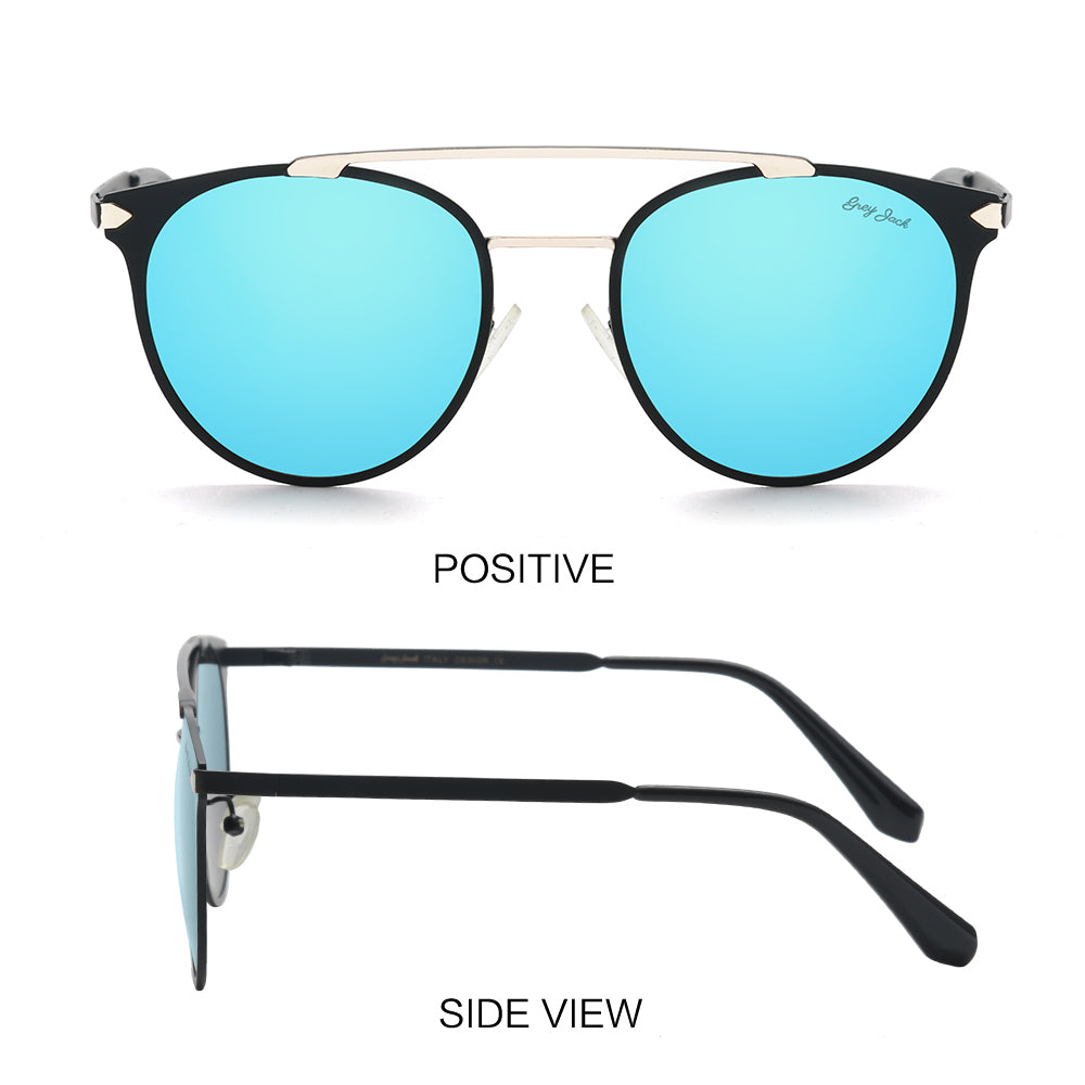 Black Silver Frame Ice Blue Lens