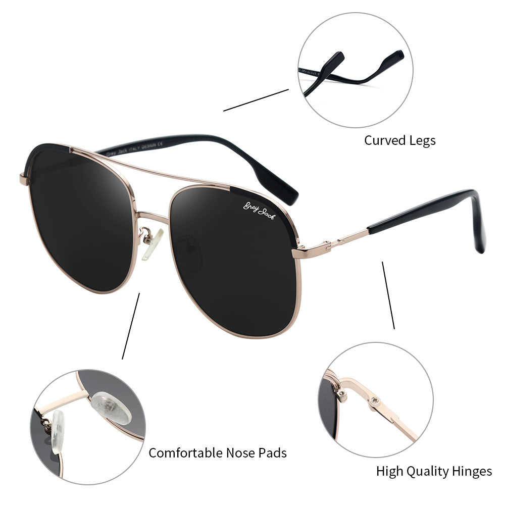 Gold Frame Black Lens