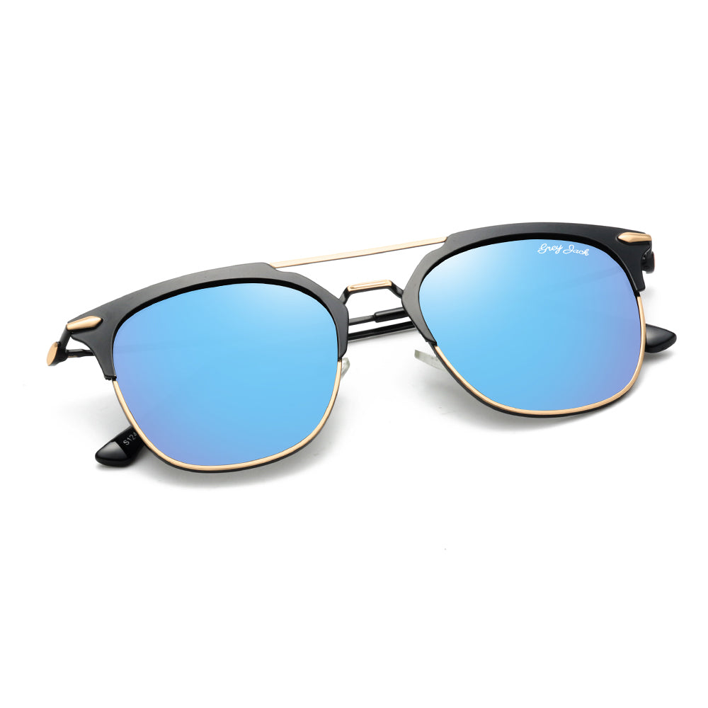Gold Black Frame Sky Blue Lens