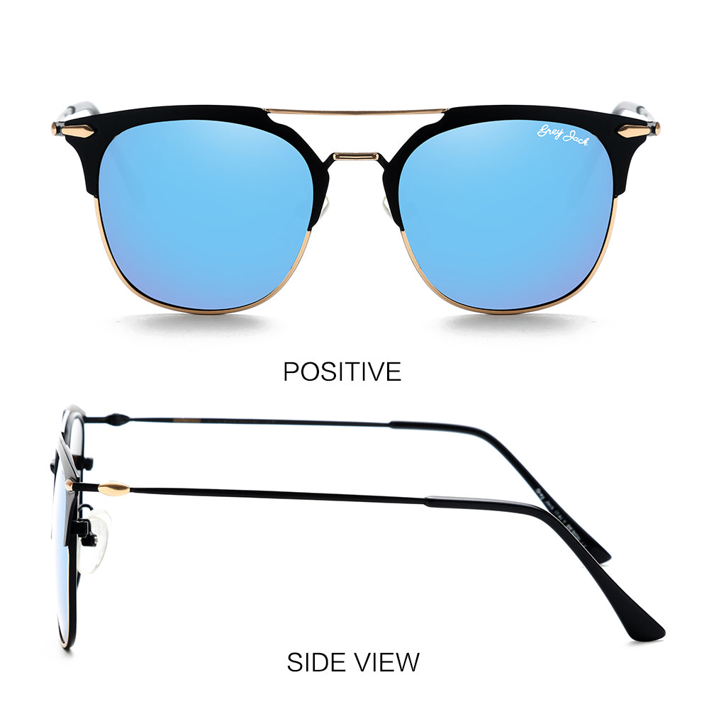 Gold Black Frame Sky Blue Lens