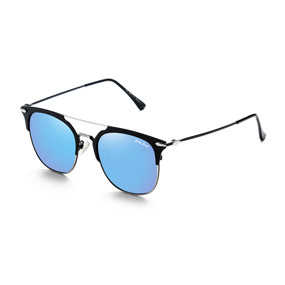Silver Black Frame Sky Blue Lens