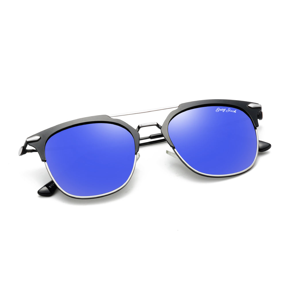 Silver Black Frame Blue Lens