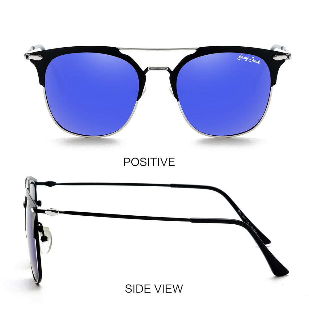 Silver Black Frame Blue Lens