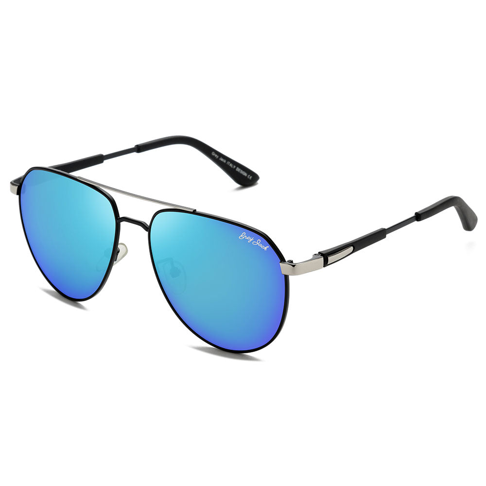 Silver Black Frame Ice Blue Lens