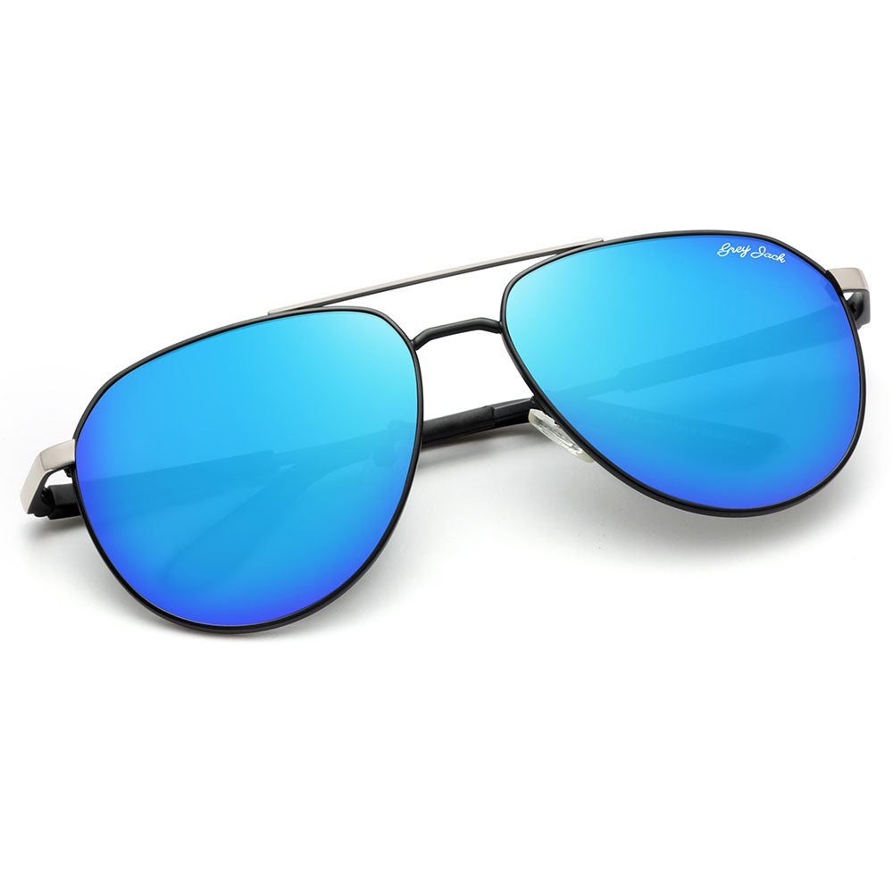 Silver Black Frame Ice Blue Lens