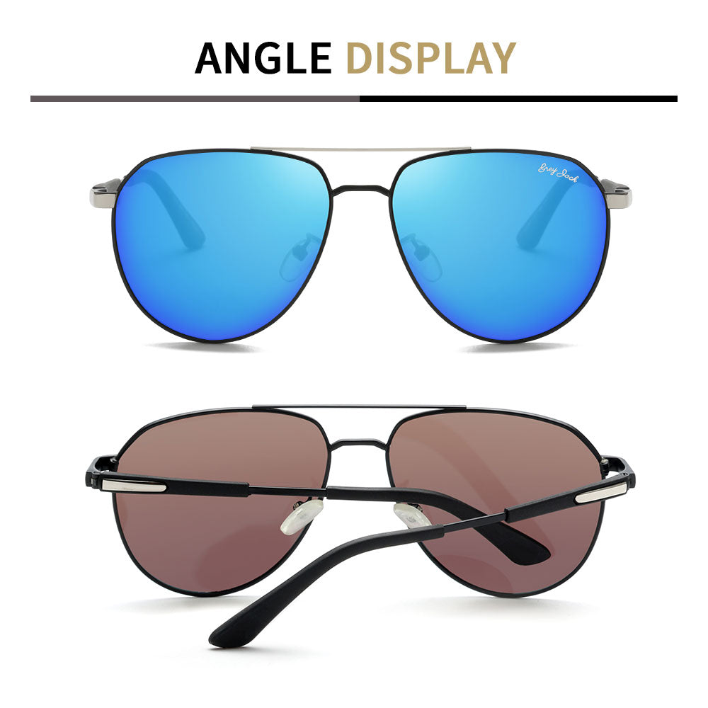 Silver Black Frame Ice Blue Lens