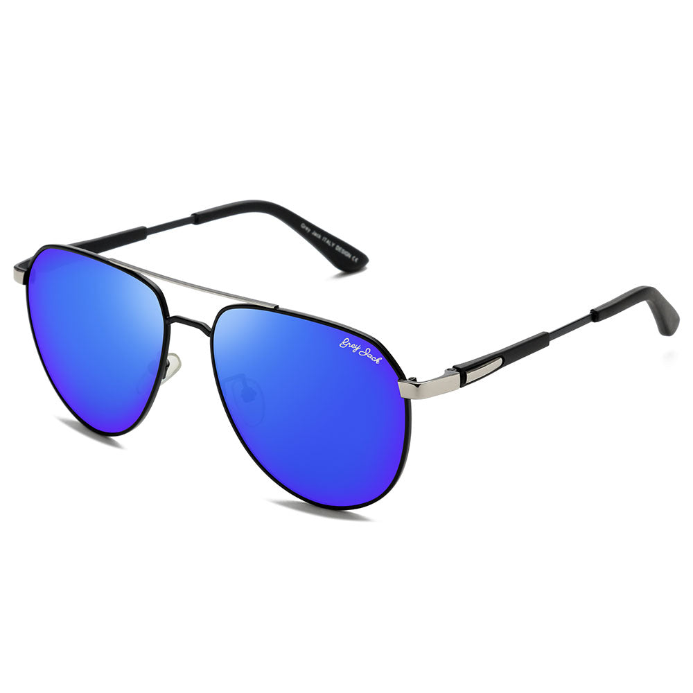 Silver Black Frame Blue Lens
