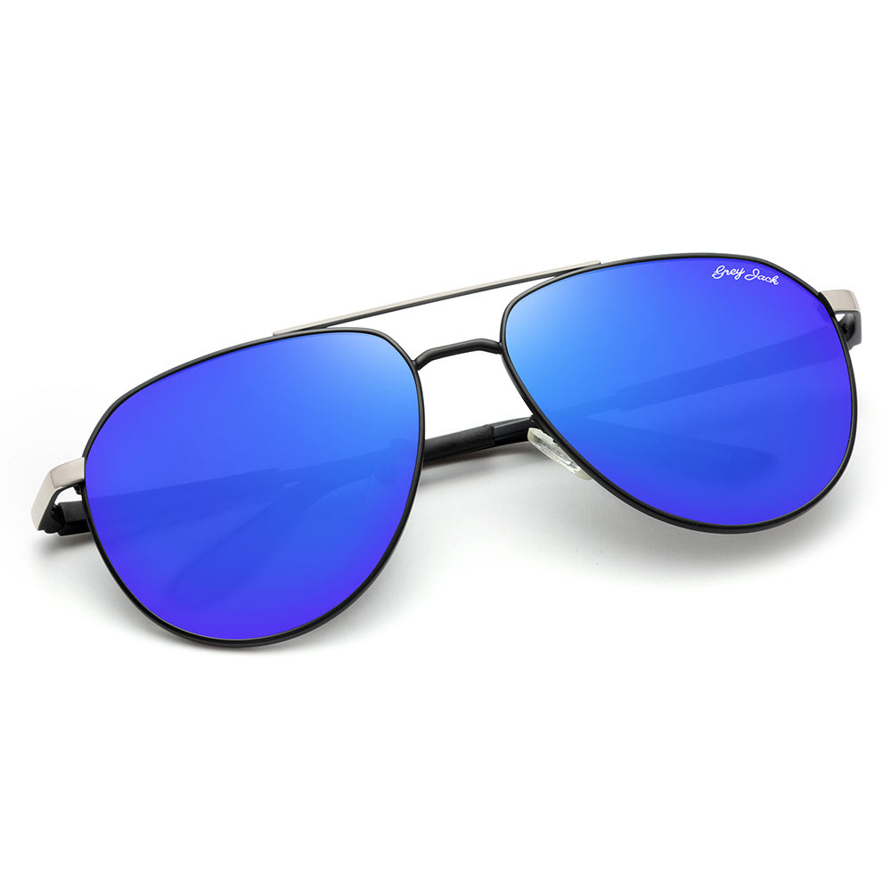 Silver Black Frame Blue Lens