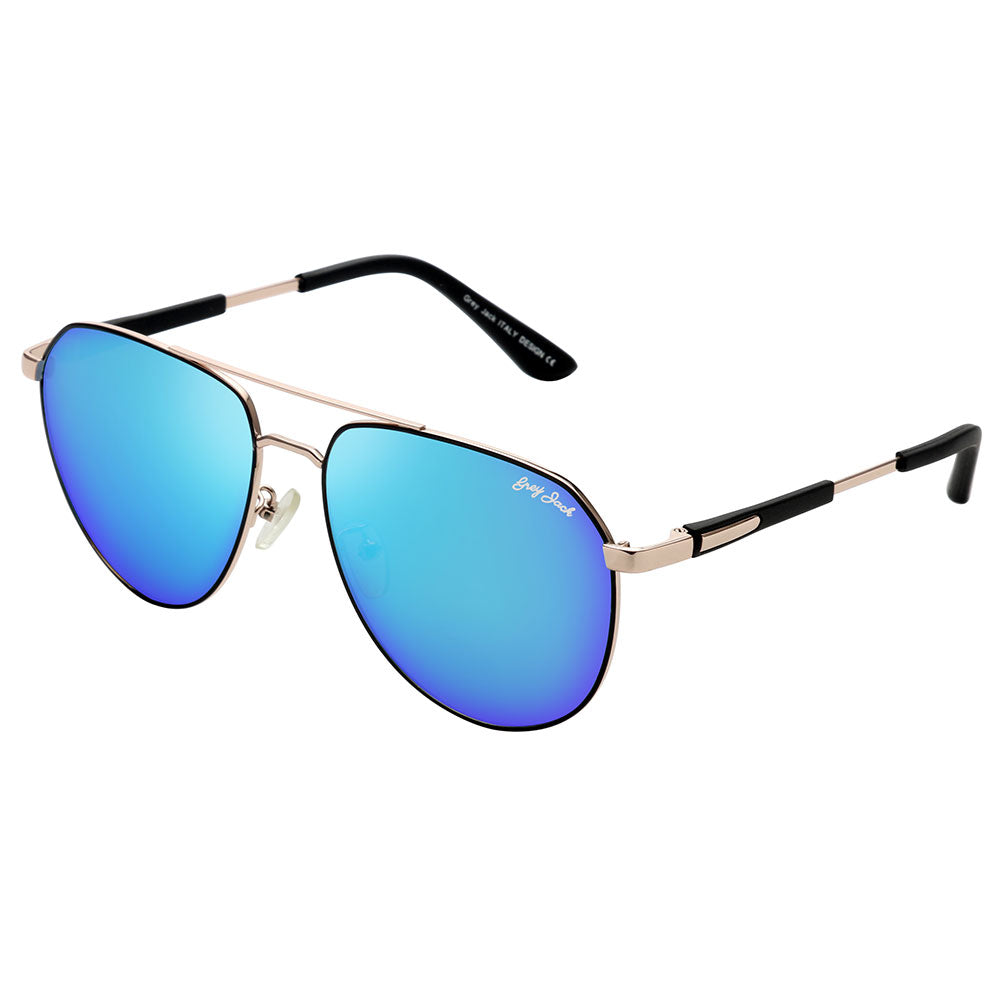 Gold Black Frame Ice Blue Lens