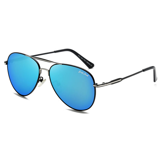 Silver Black Frame Sky Blue Lens