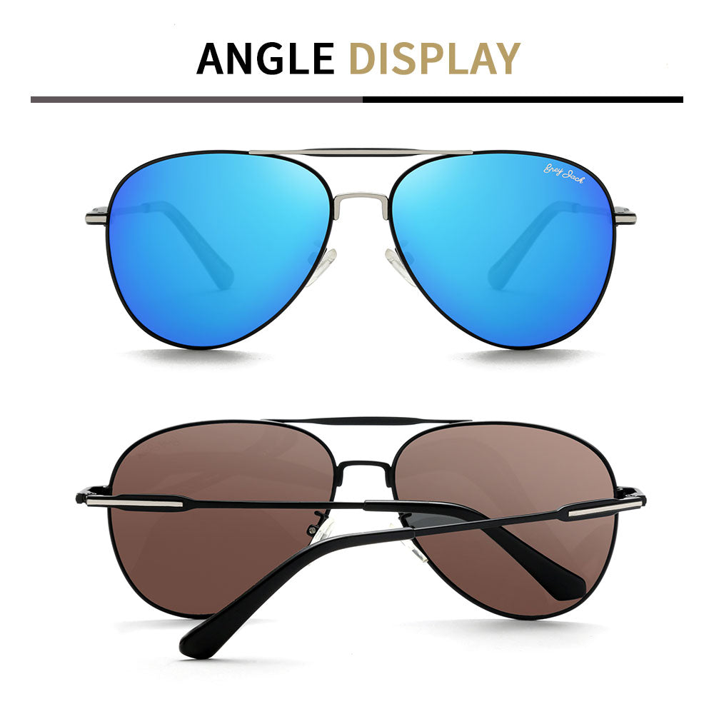 Silver Black Frame Sky Blue Lens