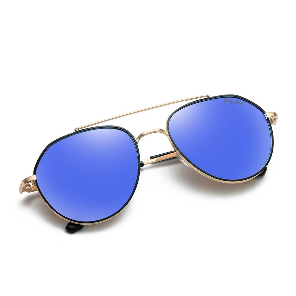 Gold Frame Dark Blue Lens