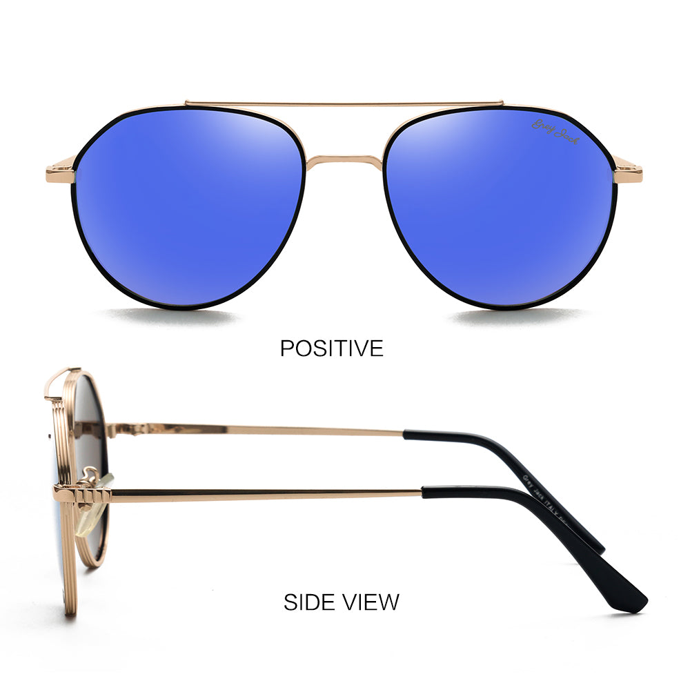 Gold Frame Dark Blue Lens