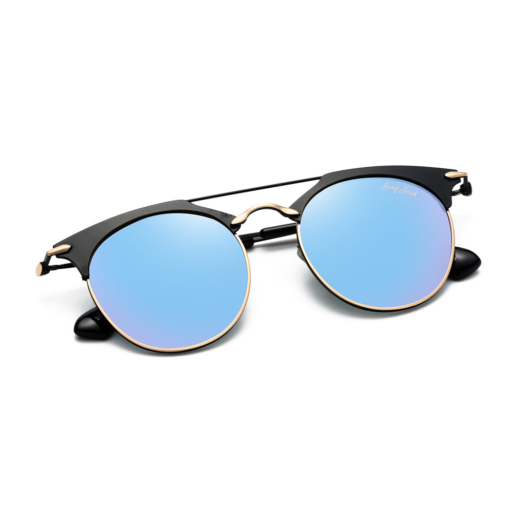 Gold Black Frame Sky Blue Lens
