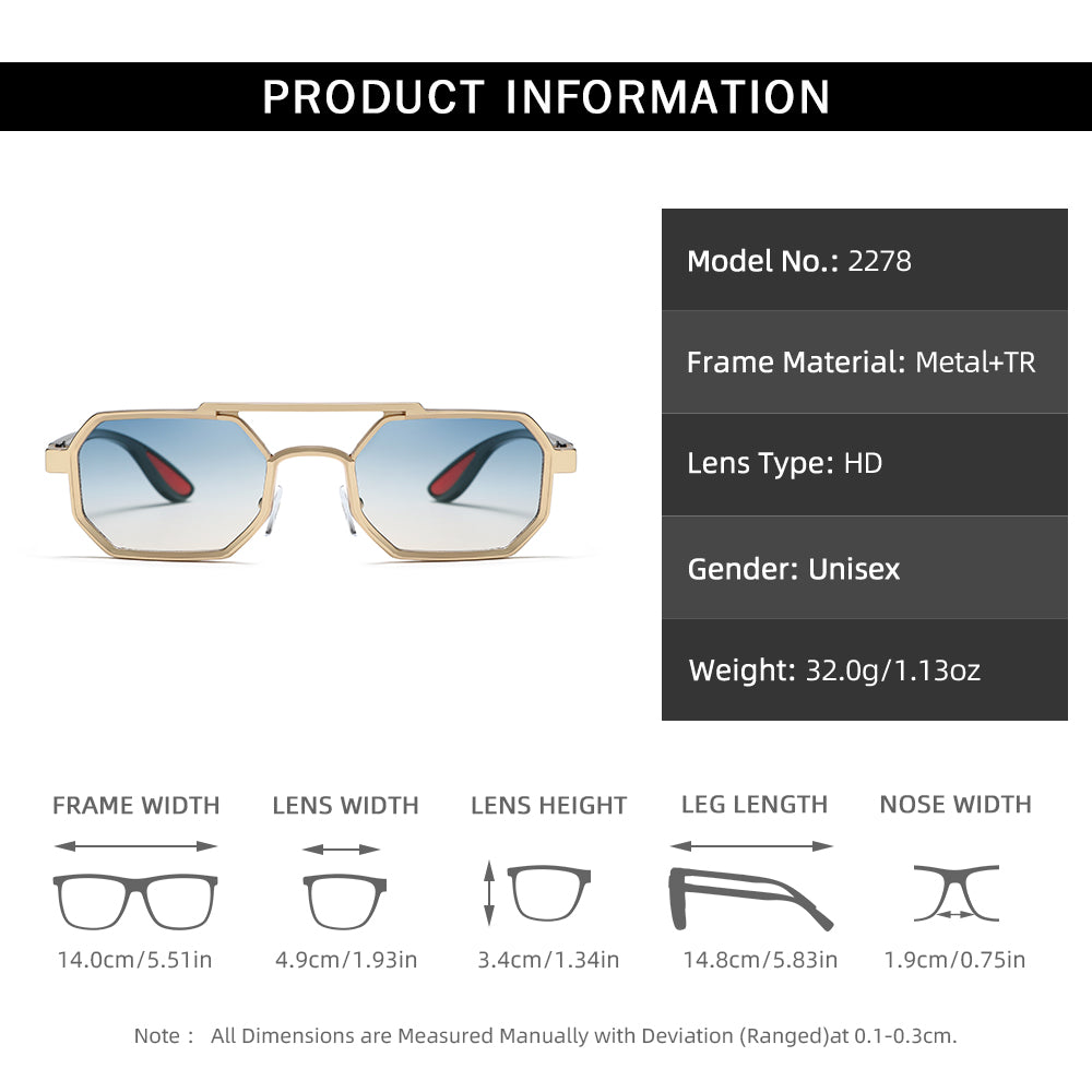 Stylish Metal Geometric Small Punk Sunglasses for Men Women 2278
