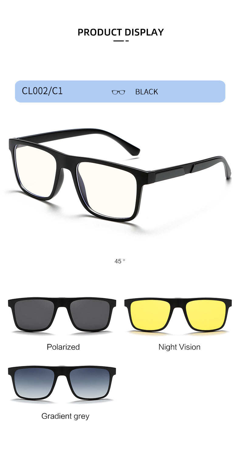 3 in 1 Magnetic Clip On Sunglasses for Men Women