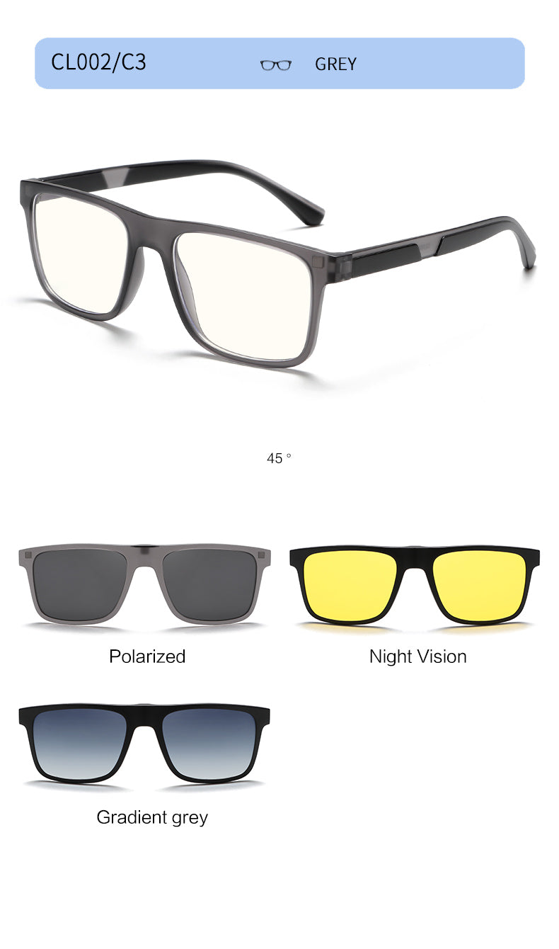 3 in 1 Magnetic Clip On Sunglasses for Men Women