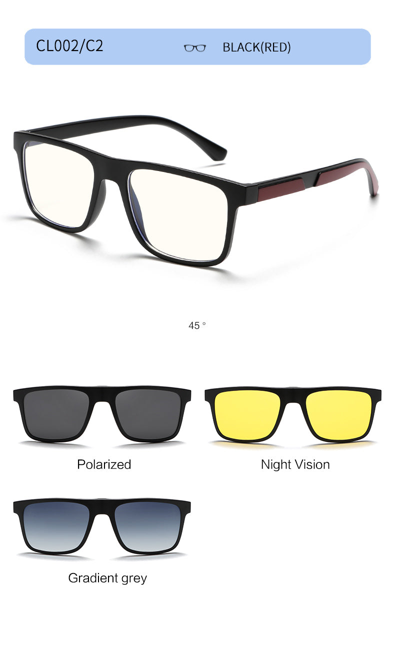 3 in 1 Magnetic Clip On Sunglasses for Men Women