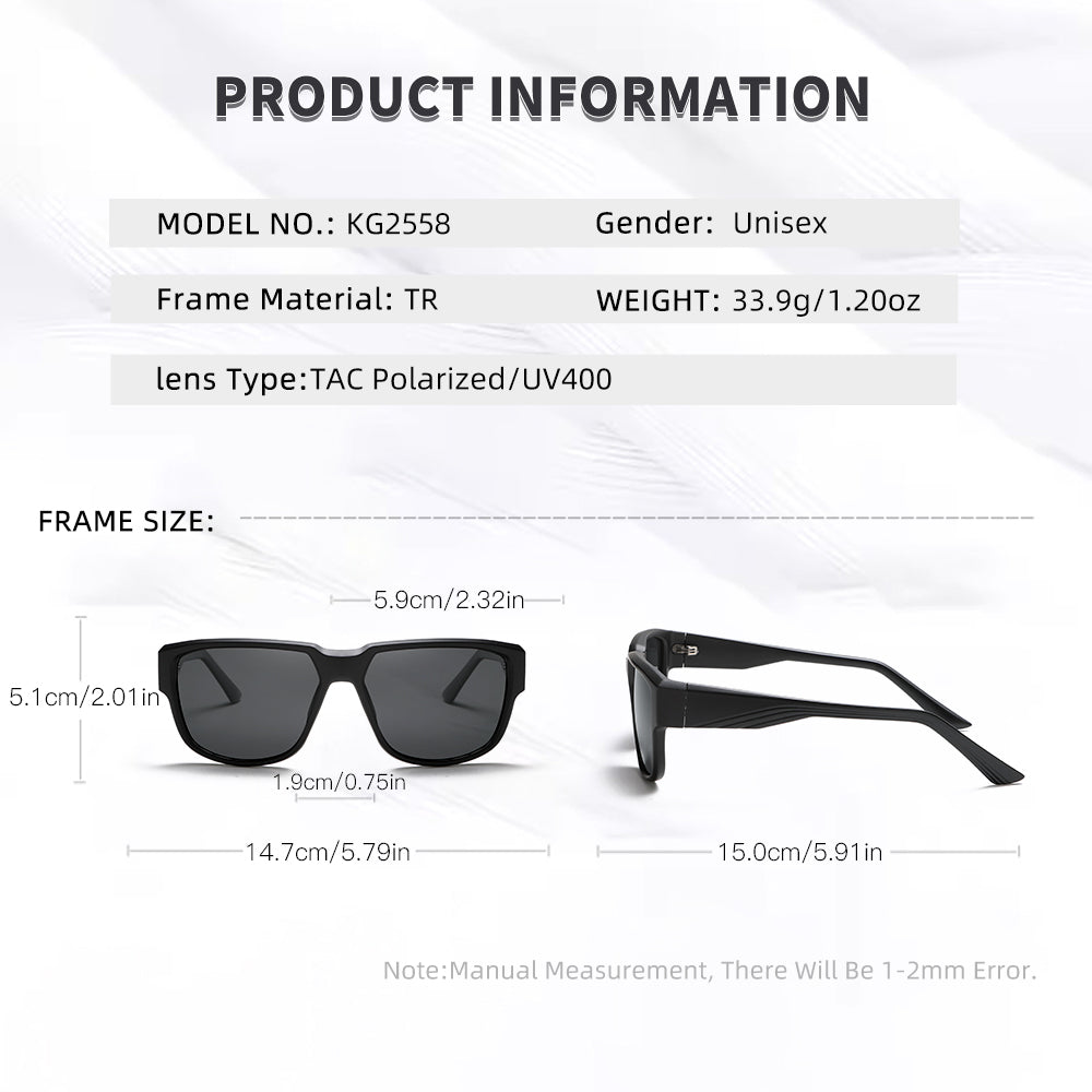 Vintage High Quality Large Frame Polarized Sunglasses KG2558