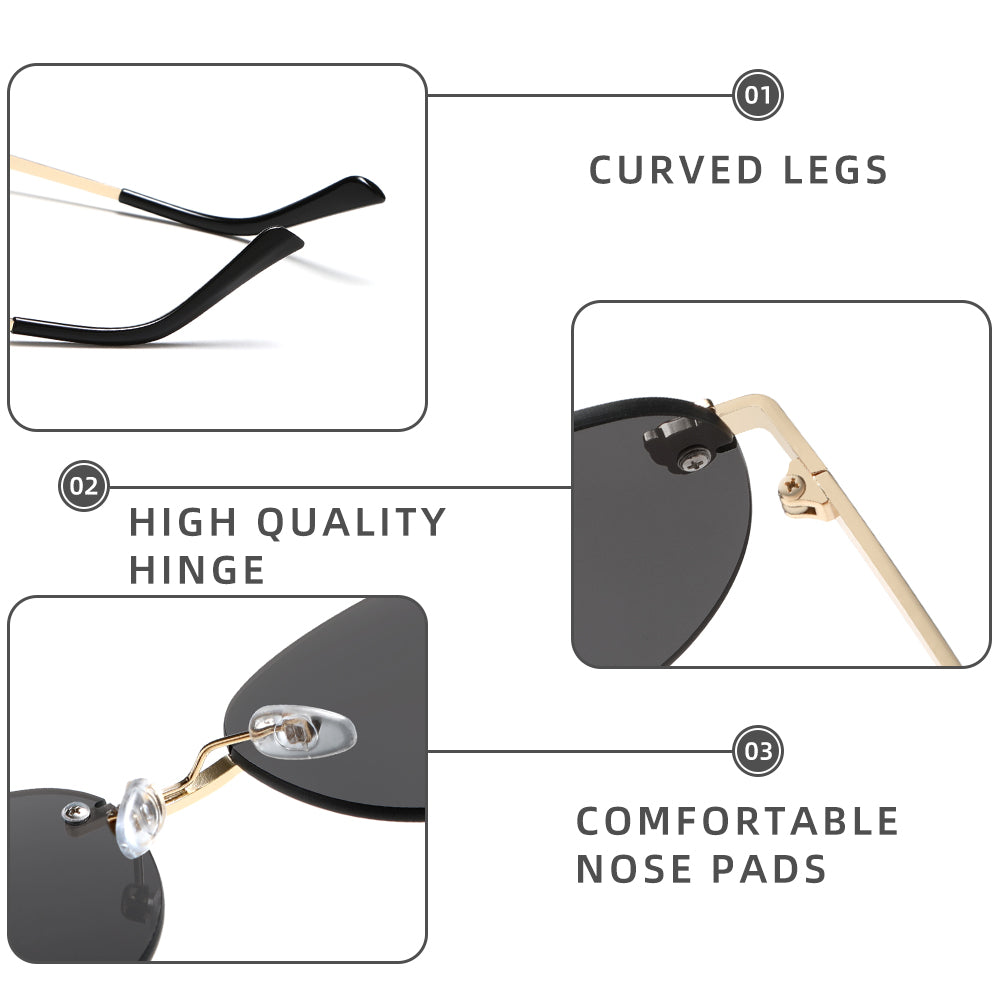 Metal Rimless Vinatge Elegant Fashion Y2K Sunglasses S2262