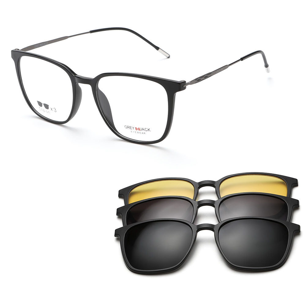 Square Clip on Glasses Stylish in Magnetic Sunglasses 10003