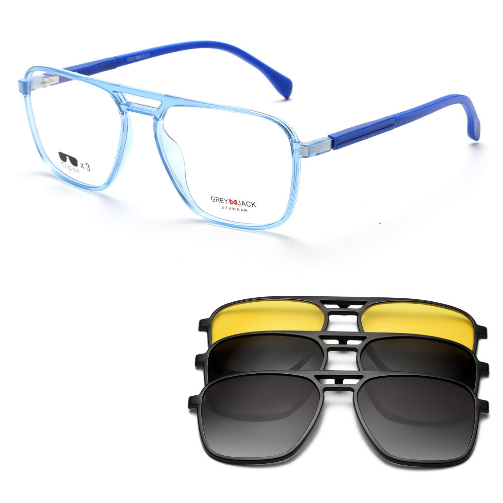 Magnetic Clip On Glasses with 3PCS Different Lens for Myopic People 10014