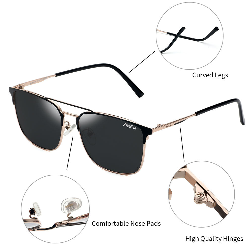 Gold Frame Black Lens