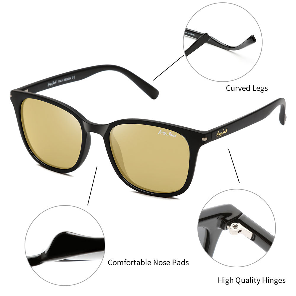 Black Frame Gold Lens