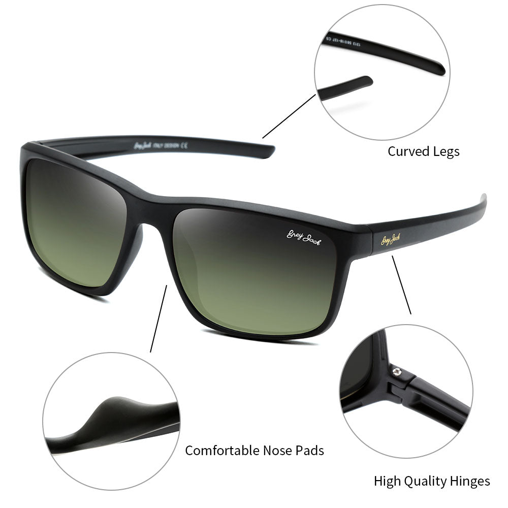 Black Frame Gradient Green Lens