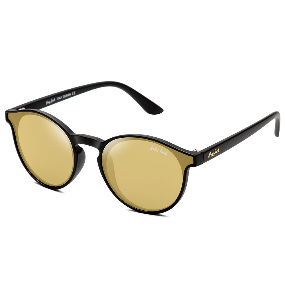 Matte Black Frame Golden Lens