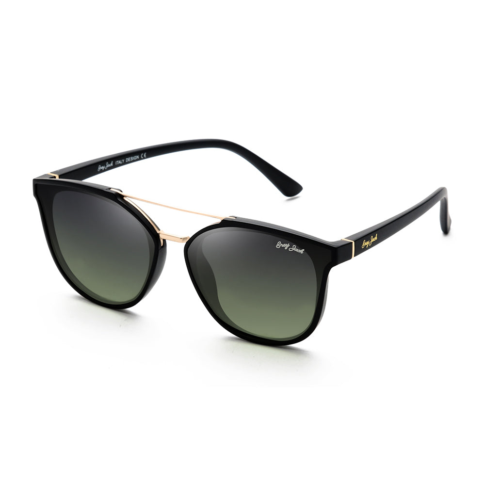 Black Frame Gradient Green Lens