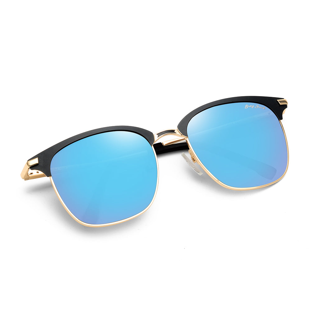 Gold Black Frame Sky Blue Lens