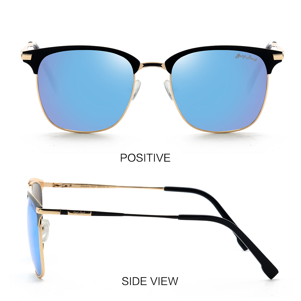 Gold Black Frame Sky Blue Lens