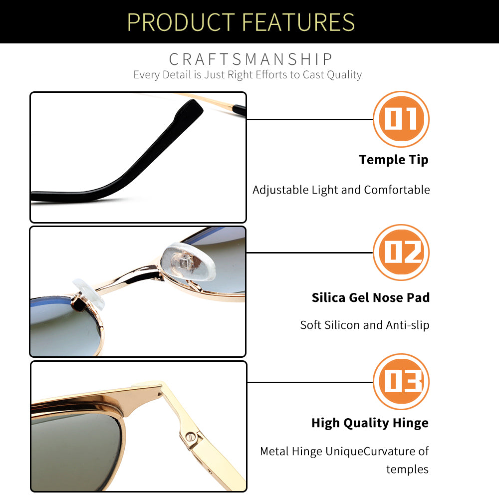 Gold Black Frame Sky Blue Lens