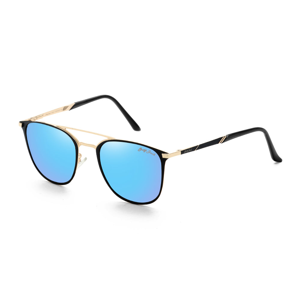 Gold Black Frame Sky Blue Lens
