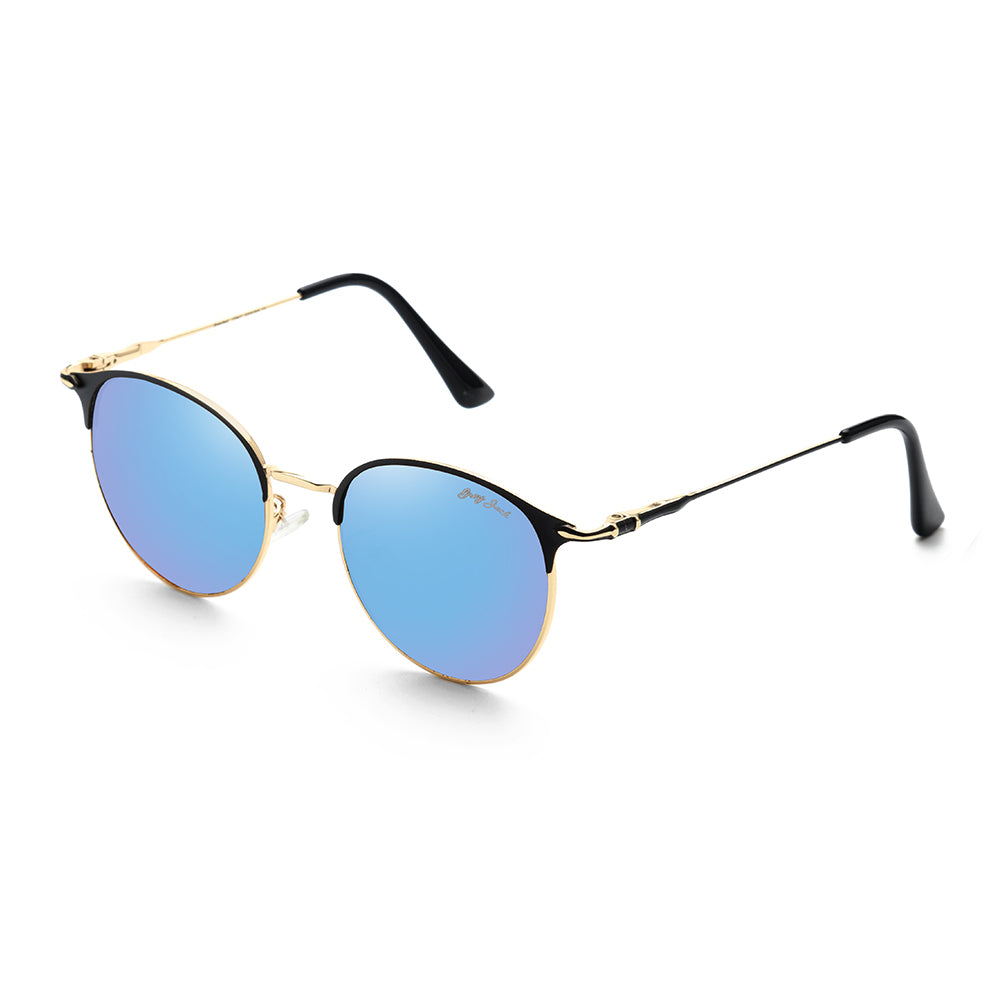 Gold Black Frame Sky Blue Lens