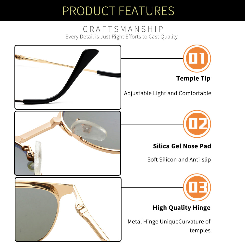 Gold Black Frame Blue Lens