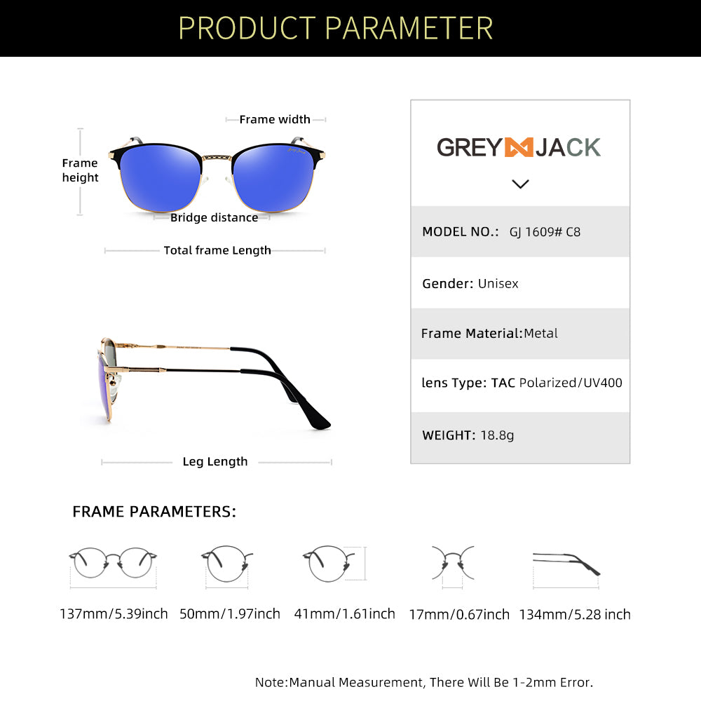 Gold Black Frame Blue Lens