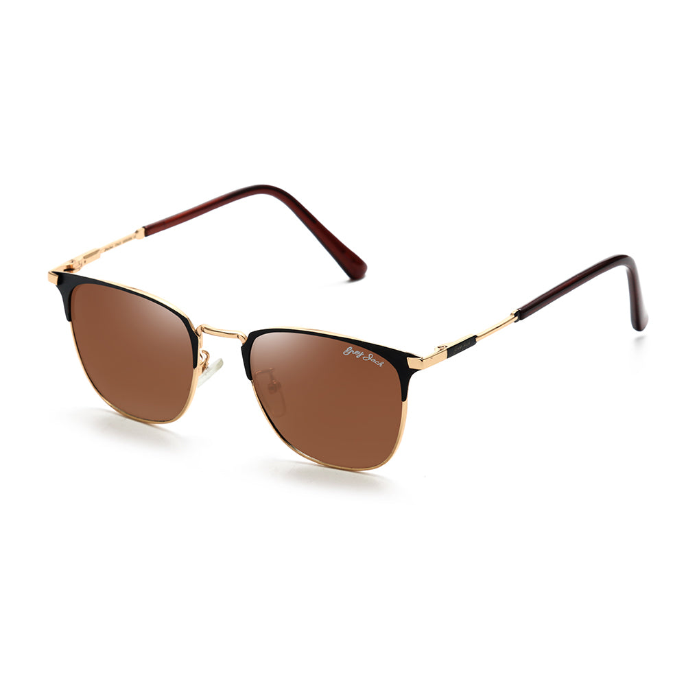Gold Black Frame Brown Lens
