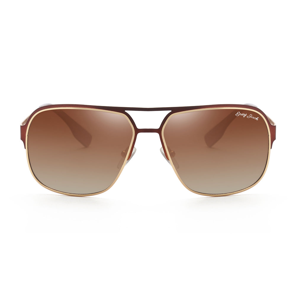 Tredy Rectangle Pilot Sunglasses Metal Polarized Sunglasses 1623