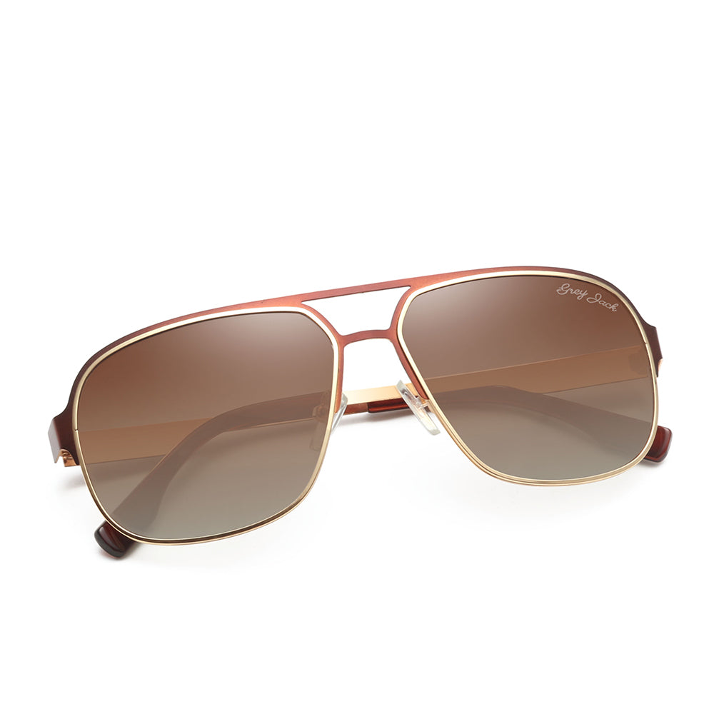 Tredy Rectangle Pilot Sunglasses Metal Polarized Sunglasses 1623