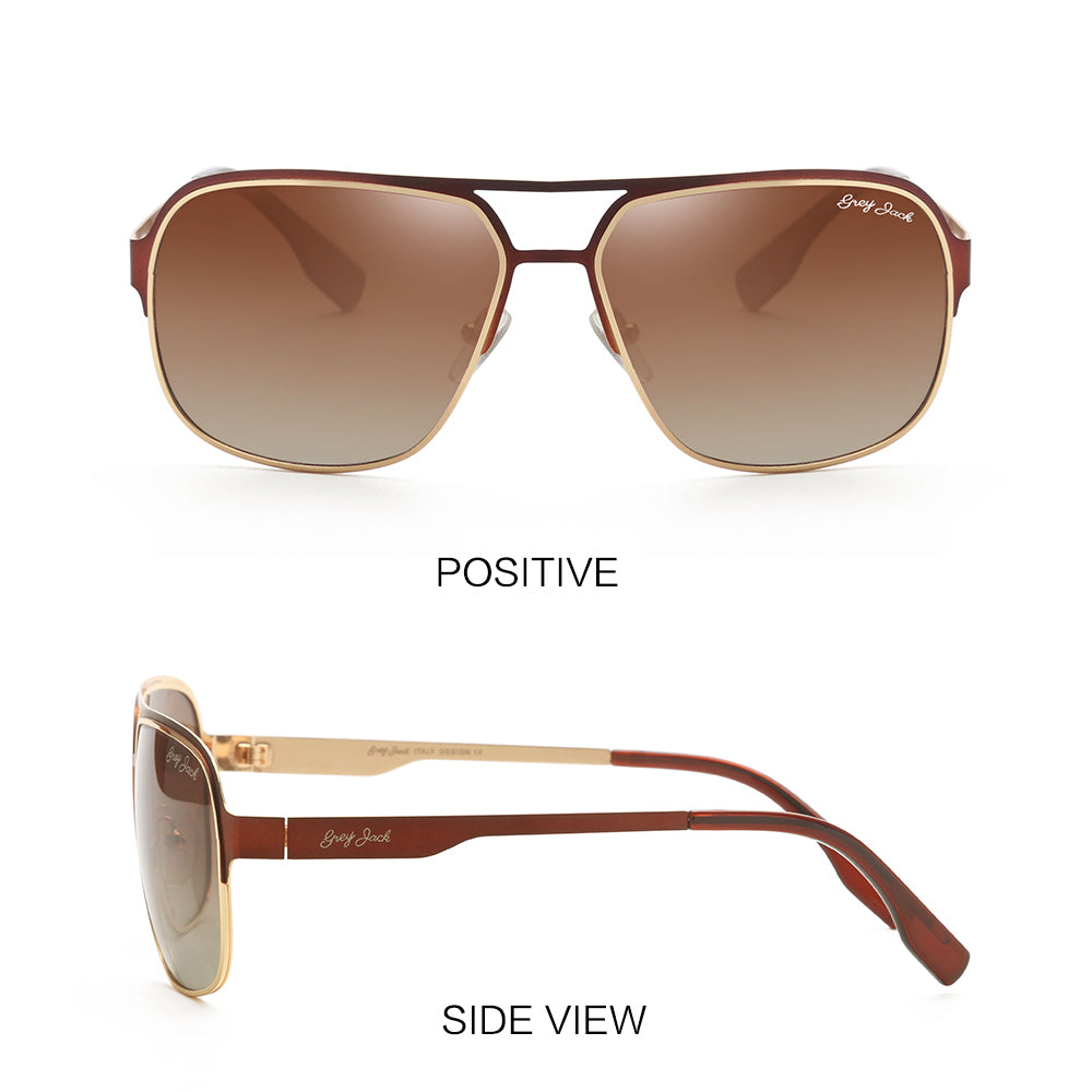 Tredy Rectangle Pilot Sunglasses Metal Polarized Sunglasses 1623