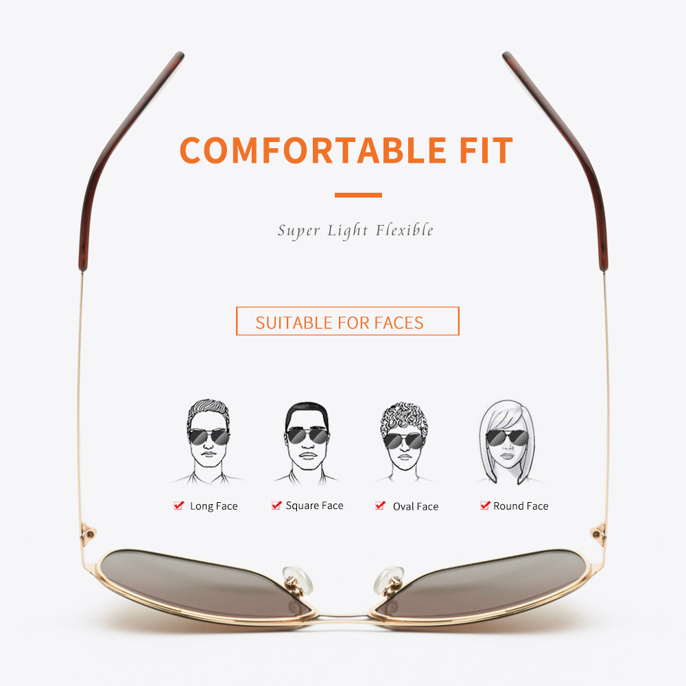 Tredy Rectangle Pilot Sunglasses Metal Polarized Sunglasses 1623