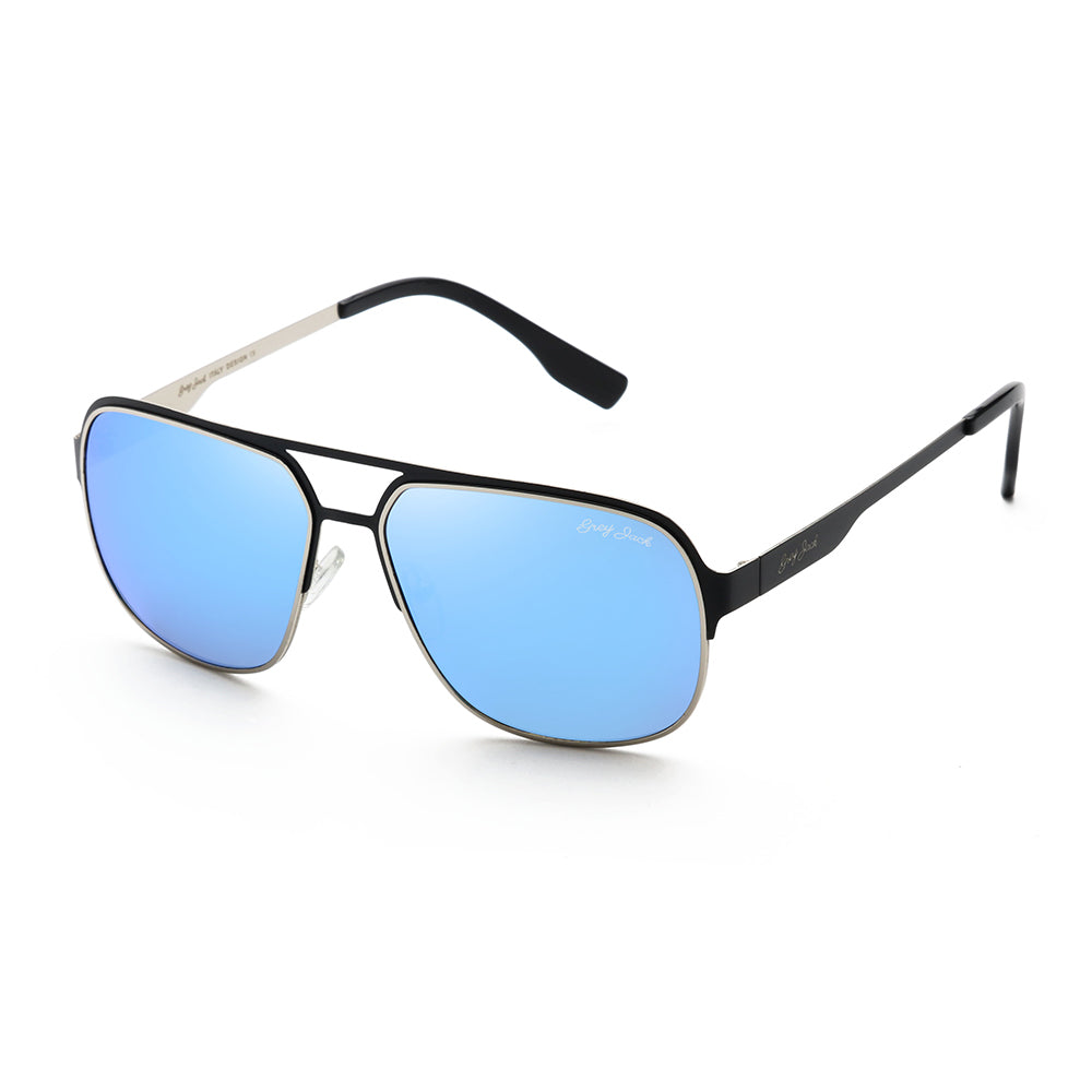 Silver Black Frame Sky Blue Lens