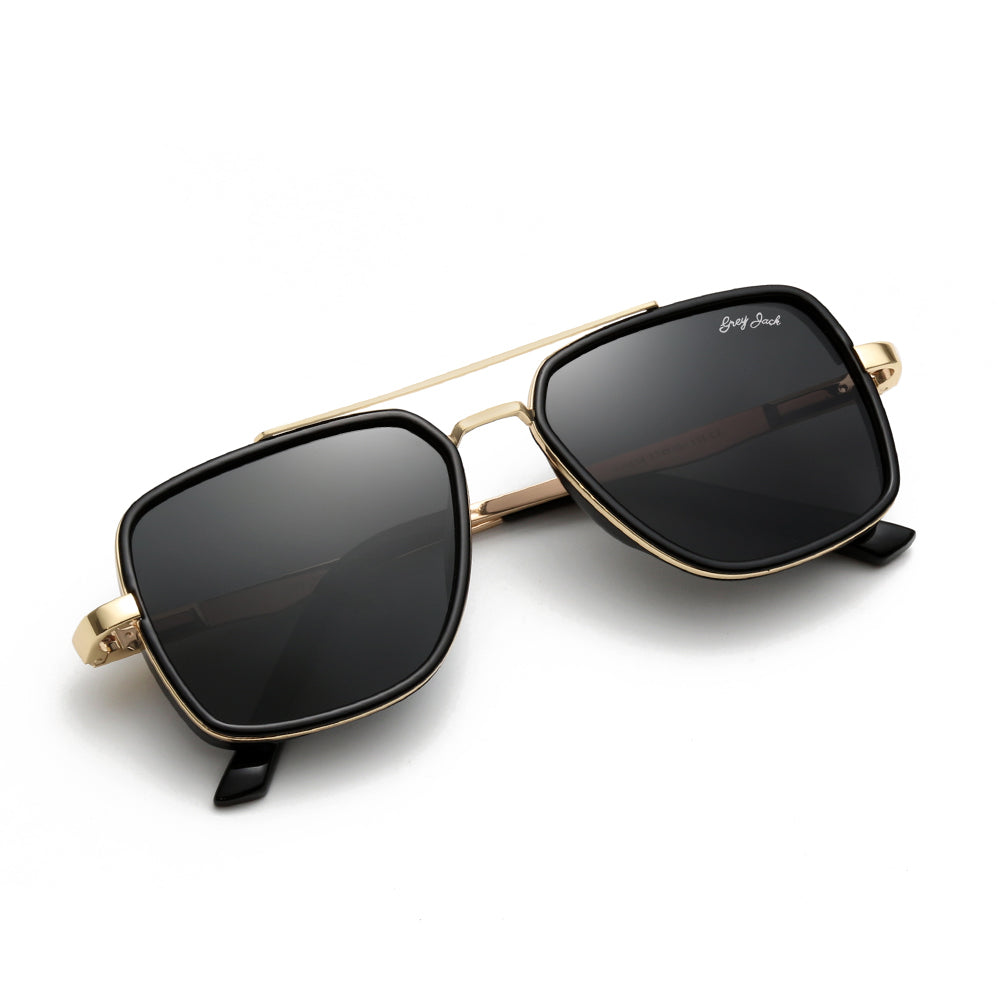 Gold Frame Black Lens