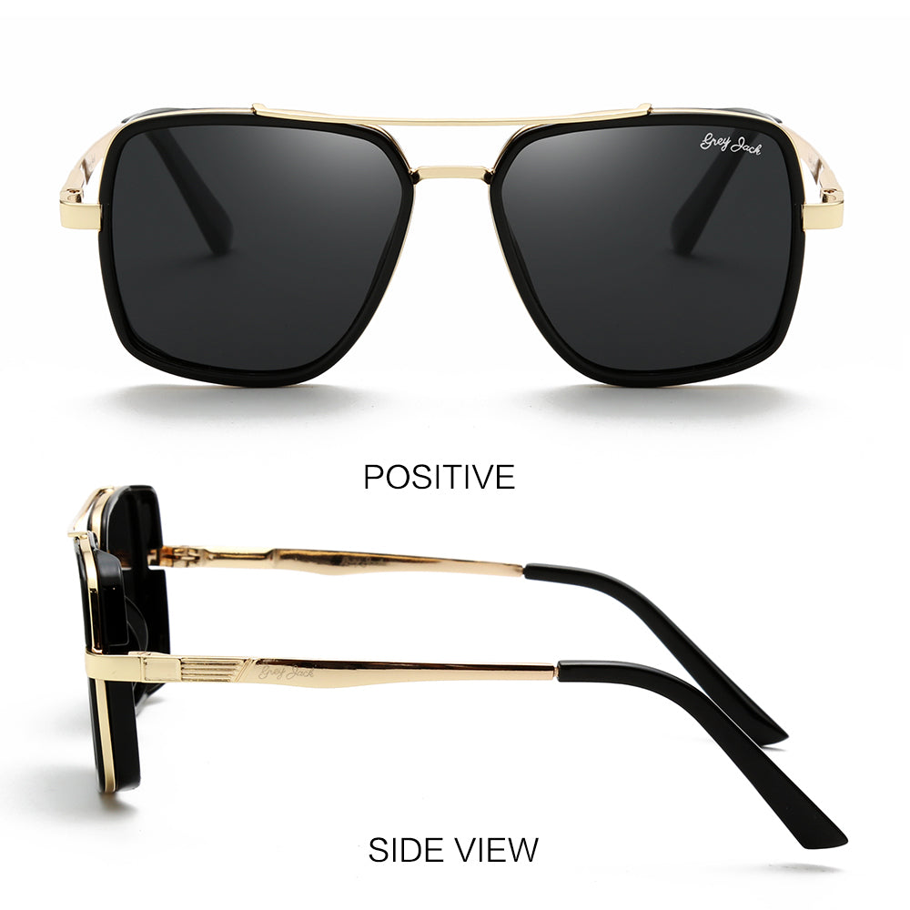 Gold Frame Black Lens